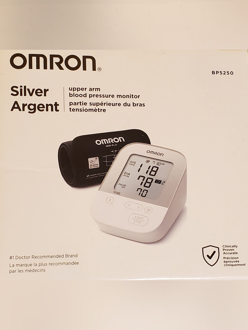 Omron Silver Upper Arm Blood Pressure Monitor - White